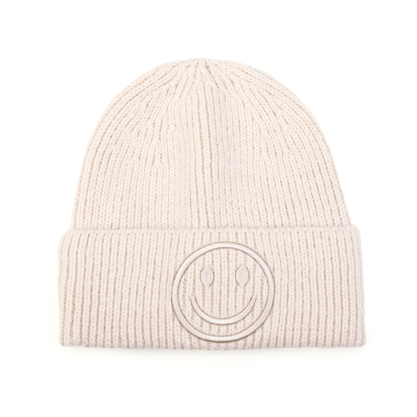 Smiley muts kleur beige