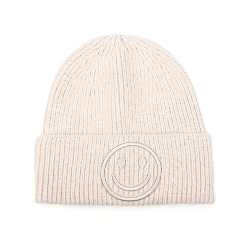 Smiley muts kleur beige