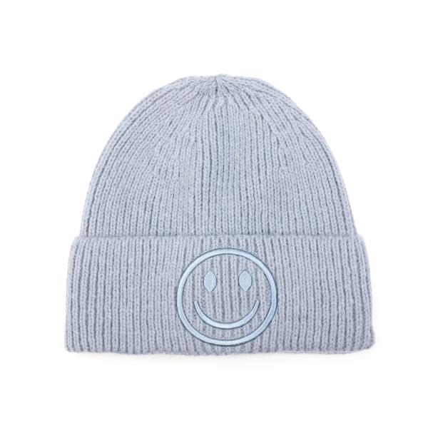 Smiley muts kleur licht blauw