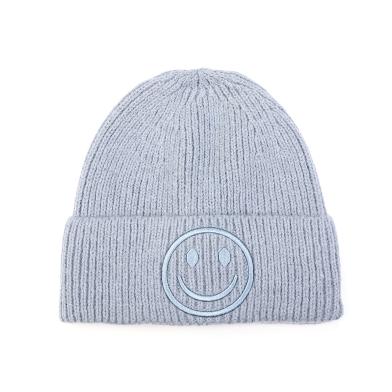 Smiley muts kleur licht blauw