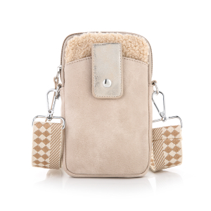 Telefoontasje met teddy kleur beige