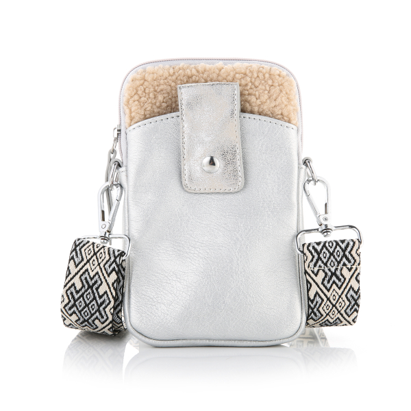 Phone case with teddy bear, silver color