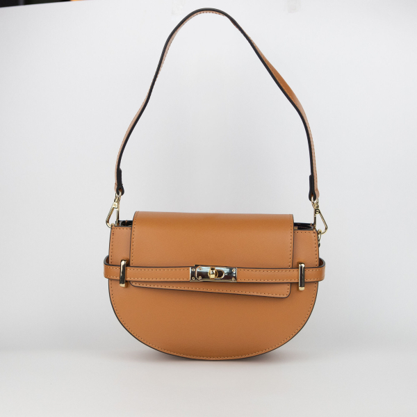 Shirley leren tas kleur licht bruin