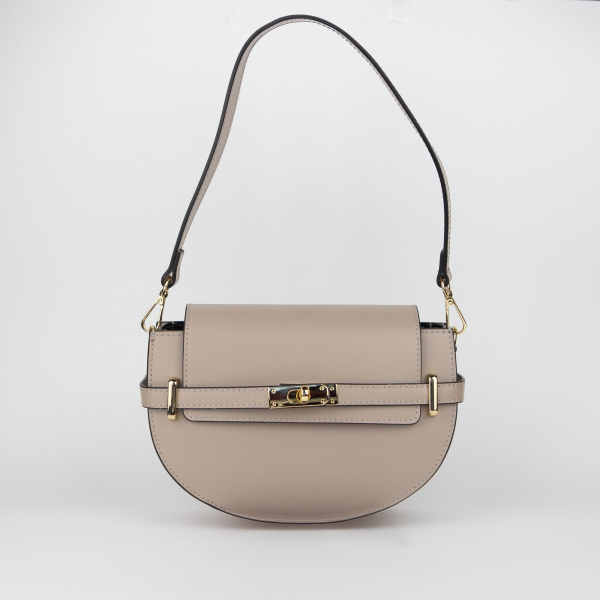 Shirley leren tas kleur taupe