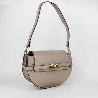 Shirley leren tas kleur taupe