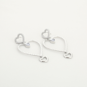 Oorbellen vier hartjes met zirkonia zilver