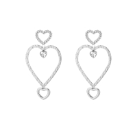Oorbellen vier hartjes met zirkonia zilver