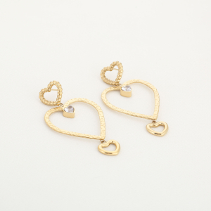 Oorbellen vier hartjes met zirkonia